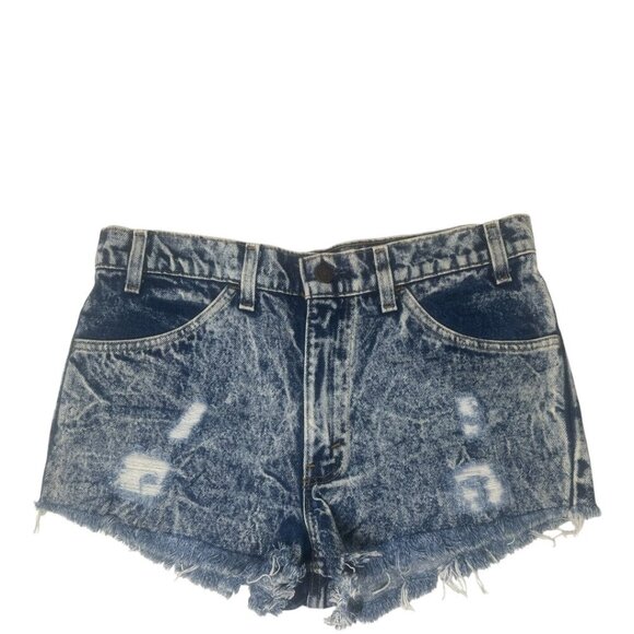 Levi’s 575 Vintage 80s Orange Tab Blue Acid Wash Cut Off Jean Shorts 33 Upcycled - Picture 2 of 14